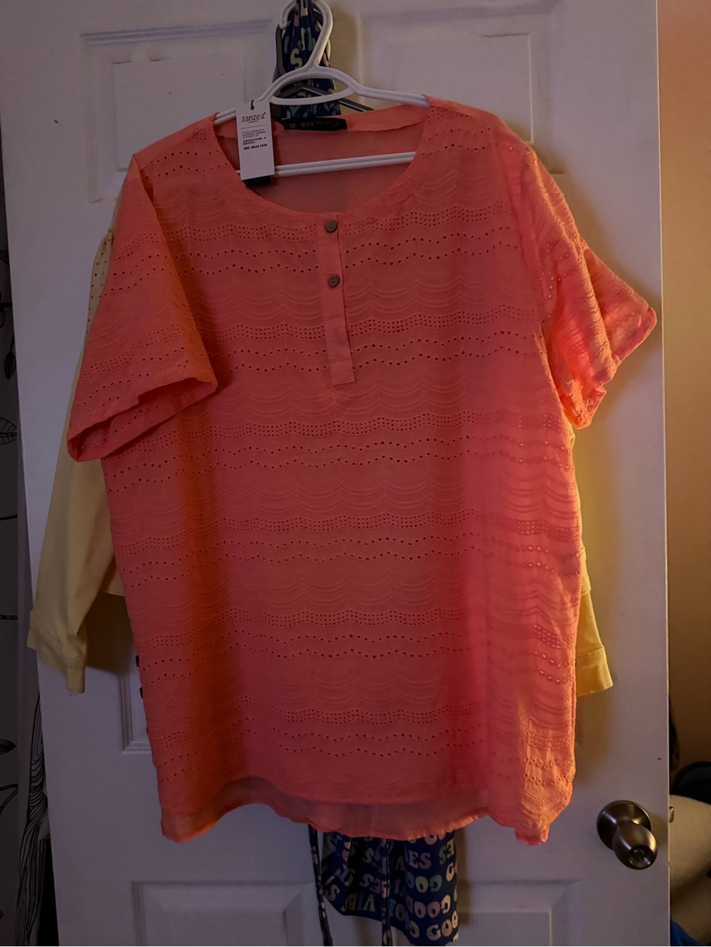 Zanzea Coral Eyelet Henley Tunic